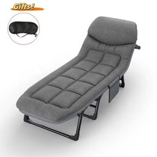 2M Single Folding Sleeping Cot Guest Bed Outdoor Portable Camping Cots w/ Mat