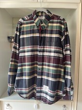 Thom Browne Men’s Checkered Cotton Shirt Size 3 Regular Fit Designer Button-Up