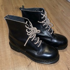 Vintage Dr Martens Voidax Safety Boots Size 8 Black Made I England Steel Toe Cap