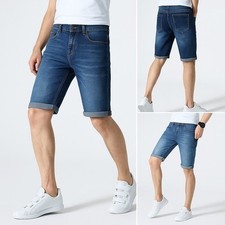 Mens Denim Shorts Stretch Slim