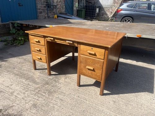 Mid century oak teachers desk - mid,