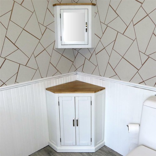 White painted corner bathroom - white,