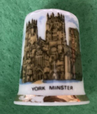 Finsbury Collectable fine bone China thimble York Minster DAMAGED