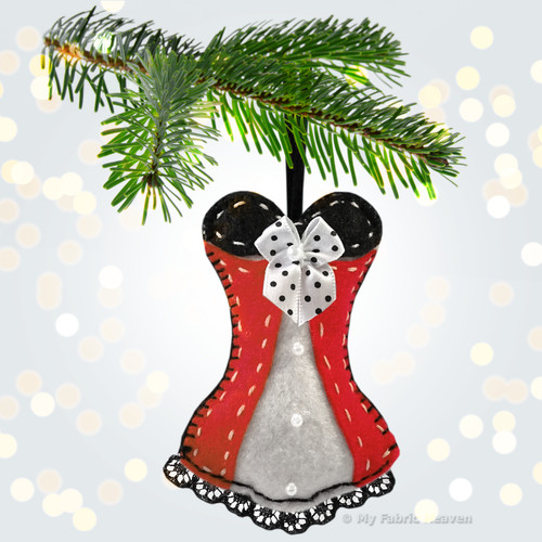 Felt corset christmas ornament - felt,