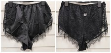 ANN SUMMERS LADIES BLACK SATIN & LACE SHORT FRENCH KNICKER UK SIZES 8-18