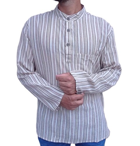 Beige stripe grandad men - beige,