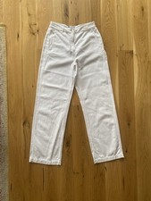Zara High Waist White Straight Leg Trousers Size 40, UK Size 12