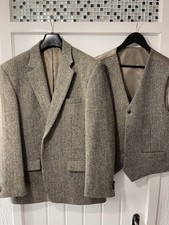 Harris Tweed Hand Woven Men’s Jacket Size 44r  & Harris Tweed Waistcoat Size L