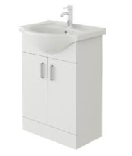 Bathroom Vanity Unit Basin Storage Cupboard Furniture White Ceramic Modern 550