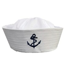 Sailor Hat Fancy Dress Costume Marine Boat Sailor Unisex White Cap Navy Officer