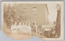 WELLINGTON Family Group with Old Motor Car 1923, Shropshire RP Postcard