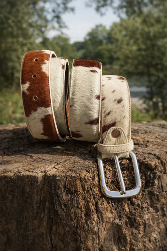 Cowhide hair leather belt - hair,