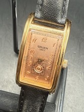 Men’s Gruen Curvex Watch 1990's Reissue Quartz 20x38mm Working Original Band