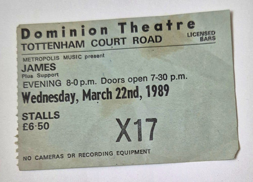 James concert ticket - concert, stub