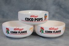3 x Vintage Kelloggs Advertising Cereal Bowls 1980s / 90s Coco Pops & Cornflakes