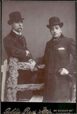 Dapper Father & Son Goldie Bros Cardiff Studio Cabinet Card Photograph (T607
