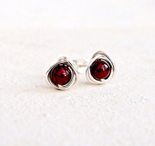 Garnet Stud Earrings Handmade