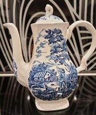 Vintage Coffee Pot The Hunter By Myott. Blue And white Ceramic From...