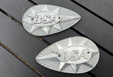 BSA metal pear shaped tank badges A65/B25/B44/Rocket 3 NOS, silver