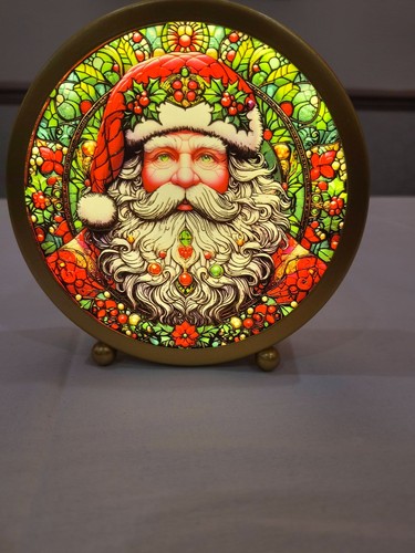 Stained glass santa light - stained,
