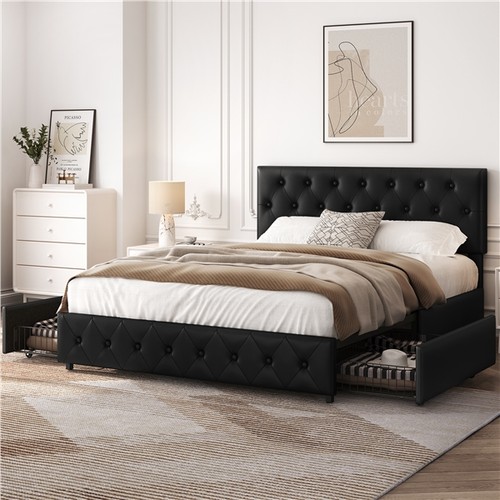 Faux leather upholstered - leather, bed