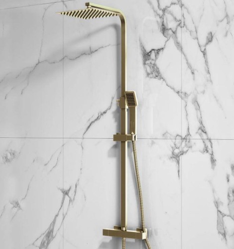 Brushed brass square bar - brass,