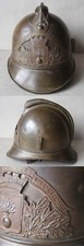ANTIQUE OLD FRENCH FIREMAN BRASS HELMET POMPIERS / LES ANCIZES-C