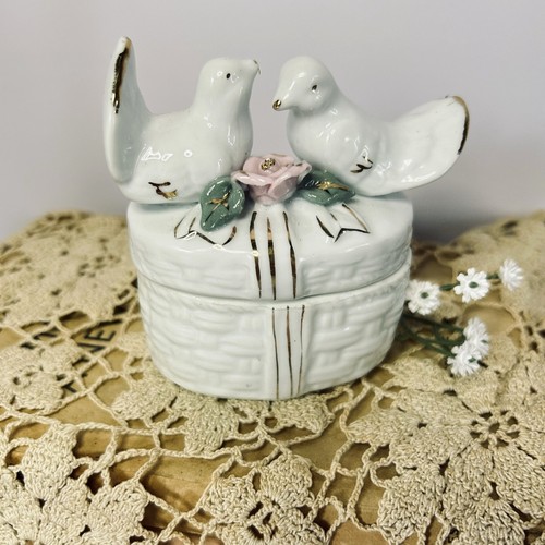 Lovebird porcelain trinket box - lovebird,