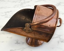 Vintage Antique Copper & Brass Coal Scuttle Firewood Log Bucket Fireplace