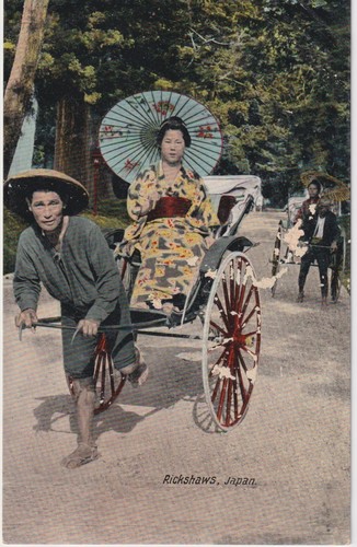 Postcard japan rickshaws - postcard,