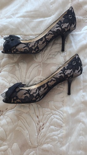 Dune black lace peep toe - toe, court