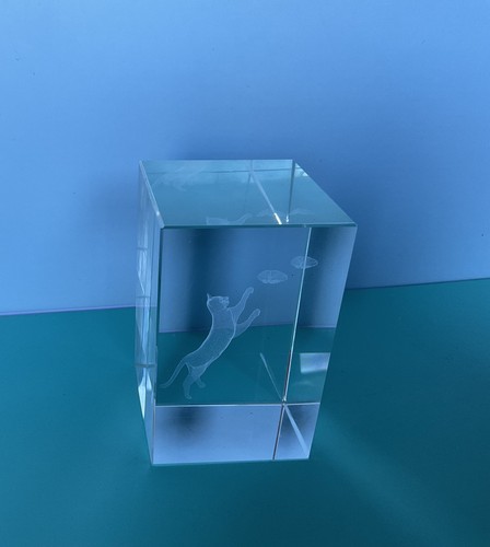 Cystal laser engraved cat - laser,