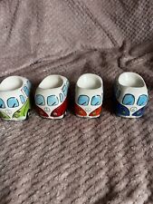 Set of 4 x VW Volkswagen Campervan Collectable Egg Cups. Camping Caravan