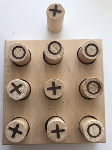 Wooden noughts crosses board - noughts,