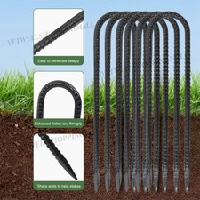 12x Heavy Duty Trampoline U-Shaped Steel Stake Goal Pegs Tent Ground Anchor 10"