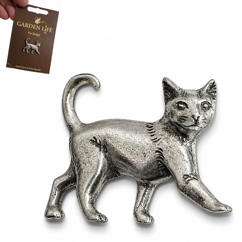 Cat pin badge - badge, pewter