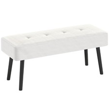 HOMCOM End of Bed Bench with Thick Padding for Entryway, Cream White