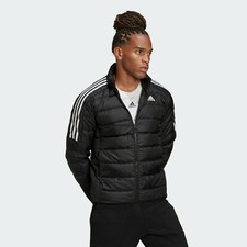 Adidas Outdoor Down Puffer Jacket With Three Stripes Black Coat RRP £75