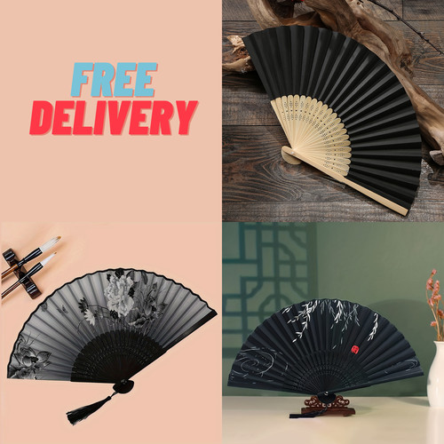 Silk bamboo folding hand fan - folding,