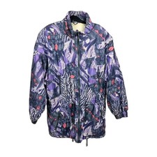 Vintage Rucanor Windbreaker Jacket XL Abstract Purple Print Retro 90s 