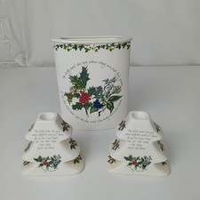 Portmeirion Ceramic The Holly & The Ivy Vase & Candlestick Holders WRDC