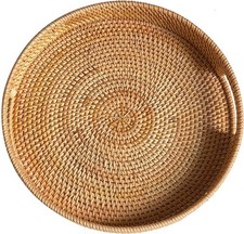 30 cm Round Rattan Tray, Hand