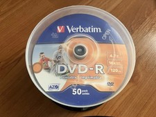 45 Blank Printable Genuine Verbatim Recordable DVD-R Discs.  Unused.