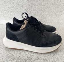 FITFLOP F MODE BLACK LEATHER & SUEDE TRAINERS - UK 6.5 EU 40