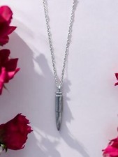 Alloy and sterling silver bullet necklace