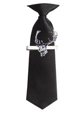 A63 Fallow Deer Head fine English Pewter on a crocodile tie clip 4cm