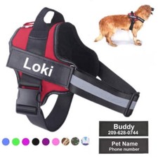 Personalised No-Pull Dog Harness Reflective Strip Adjustable Small Medium Large