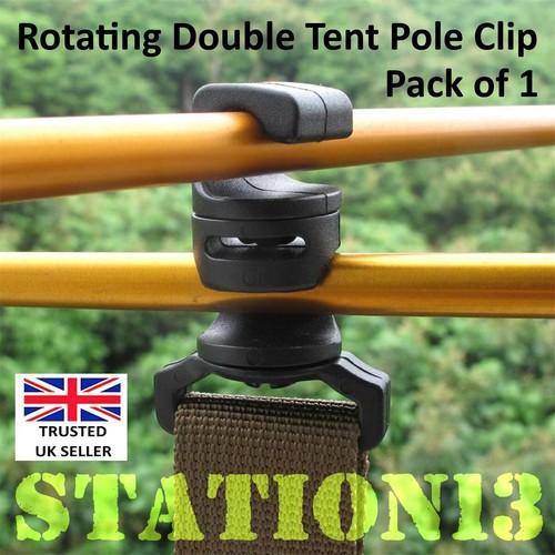Rotating double tent pole clip - rotating,