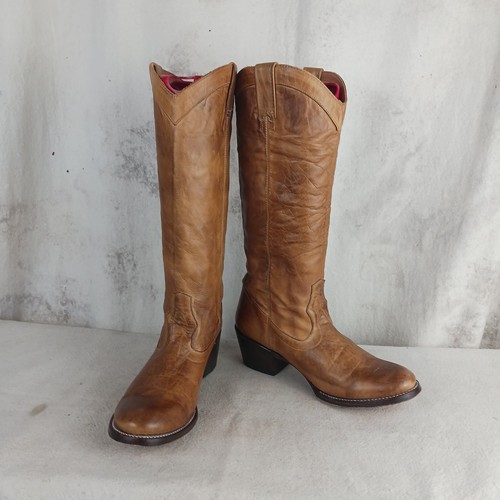 Brown leather stetson boots - brown,