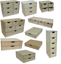 Wooden Drawer - Box Desktop Office Desk Storage Decoupage Unpainted 11 Types